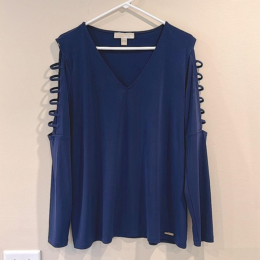 🔥Michael Kors Women's Blue Top with Cut-Out Sleeves🔥